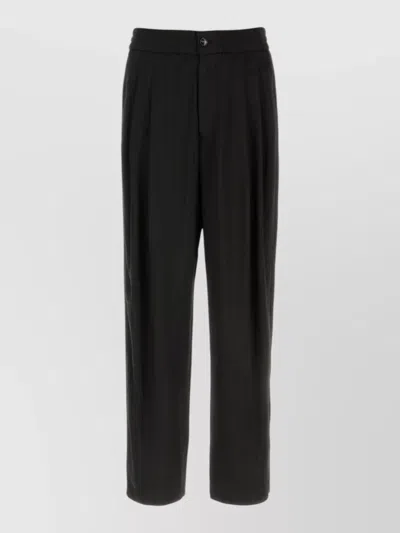 Giorgio Armani Viscose Wide Leg Trousers Pleated Pockets In Black