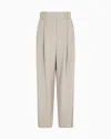 Giorgio Armani Viscose, Wool, Silk Jacquard Single-pleat Trousers In Neutral