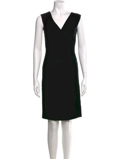 Pre-owned Giorgio Armani V-neck Knee-length Dress In Black
