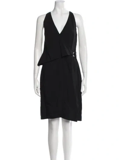 Pre-owned Giorgio Armani V-neck Knee-length Dress In Black