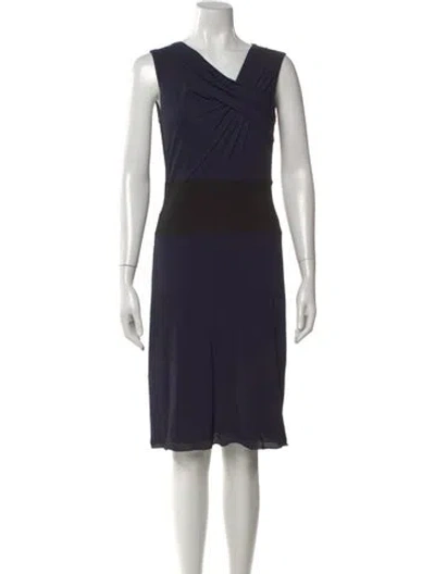 Pre-owned Giorgio Armani V-neck Knee-length Dress In Blue