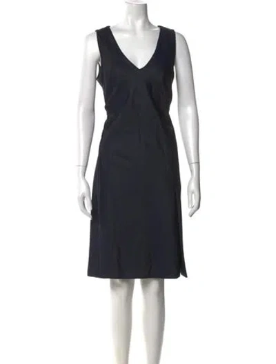 Pre-owned Giorgio Armani V-neck Knee-length Dress In Blue
