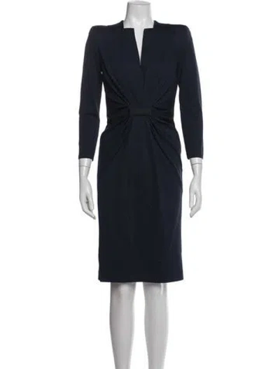 Pre-owned Giorgio Armani V-neck Knee-length Dress In Blue