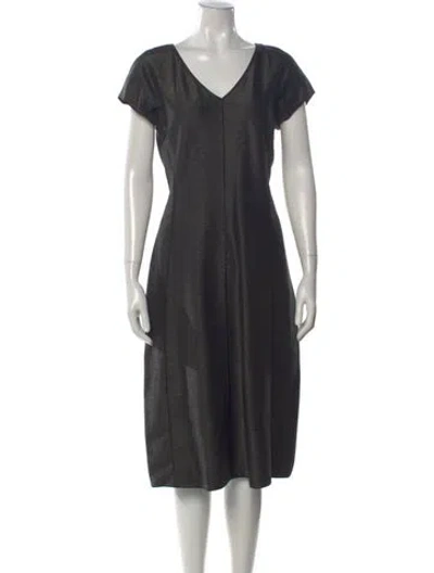 Pre-owned Giorgio Armani V-neck Knee-length Dress In Gray