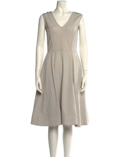 Pre-owned Giorgio Armani V-neck Knee-length Dress W/ Tags In Neutral