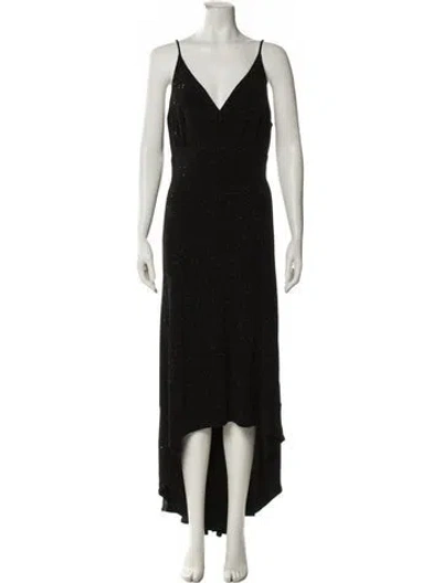 Pre-owned Giorgio Armani V-neck Long Dress In Black