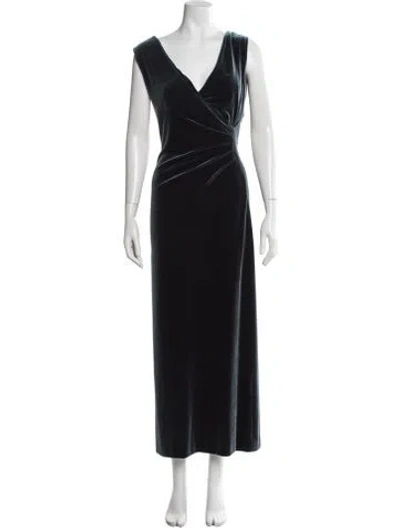Pre-owned Giorgio Armani V-neck Long Dress In Black