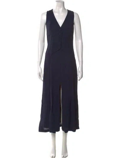 Pre-owned Giorgio Armani V-neck Long Dress In Blue