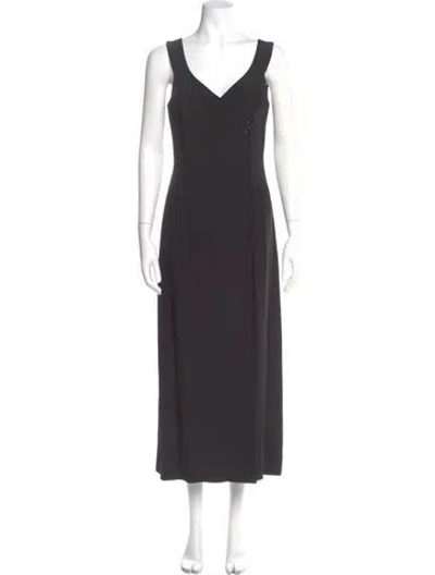 Pre-owned Giorgio Armani V-neck Long Dress In Brown