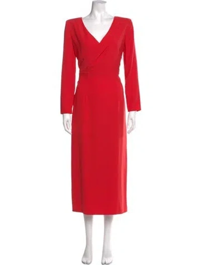 Pre-owned Giorgio Armani V-neck Long Dress In Orange