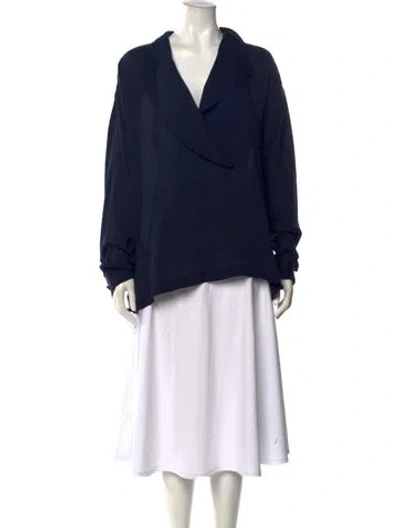 Pre-owned Giorgio Armani V-neck Long Sleeve Blouse In Blue