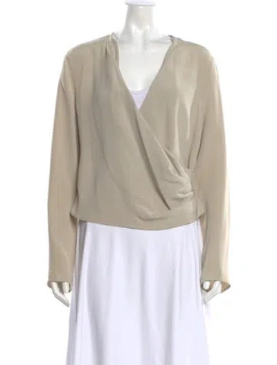 Pre-owned Giorgio Armani V-neck Long Sleeve Blouse In Neutral