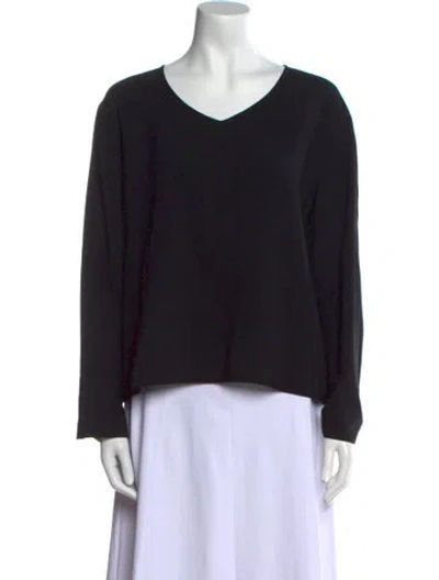 Pre-owned Giorgio Armani V-neck Long Sleeve Sweatshirt In Black