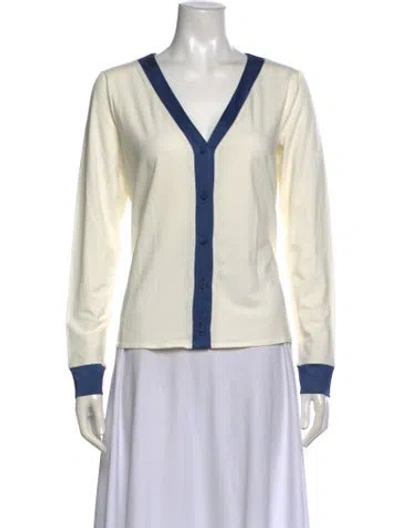 Pre-owned Giorgio Armani V-neck Long Sleeve Sweatshirt In Neutral