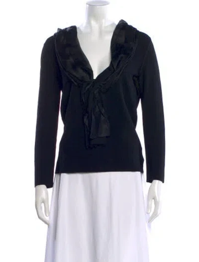 Pre-owned Giorgio Armani V-neck Long Sleeve Top In Black