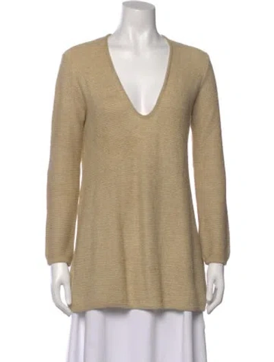 Pre-owned Giorgio Armani V-neck Long Sleeve Tunic In Neutral