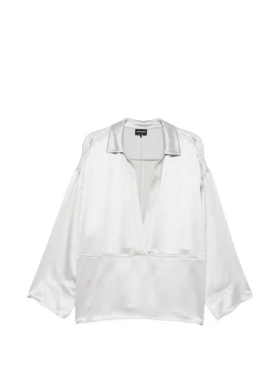Giorgio Armani V-neck Long-sleeve Blouse In White