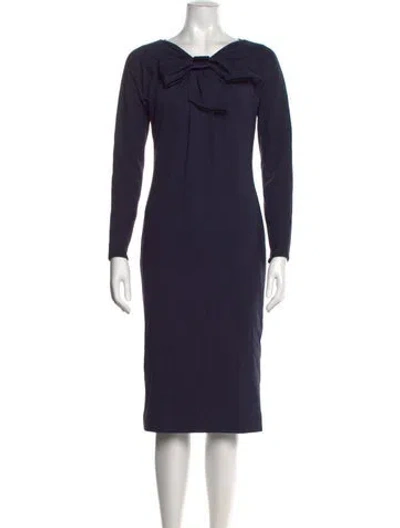 Pre-owned Giorgio Armani V-neck Midi Length Dress In Blue