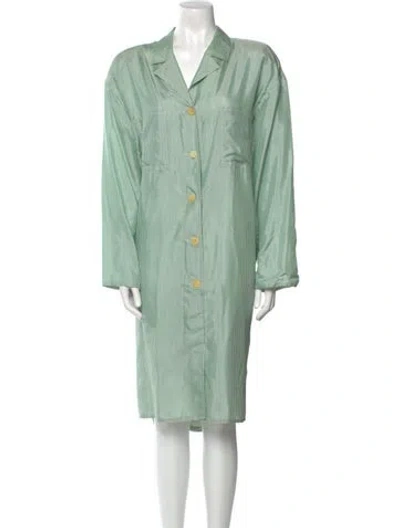 Pre-owned Giorgio Armani V-neck Midi Length Dress In Green