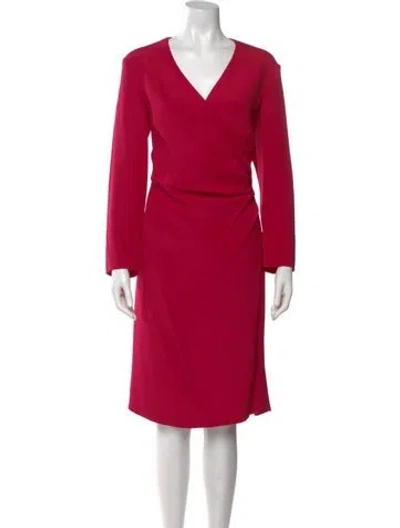 Pre-owned Giorgio Armani V-neck Midi Length Dress In Pink