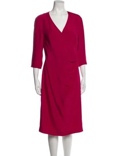 Pre-owned Giorgio Armani V-neck Midi Length Dress In Pink