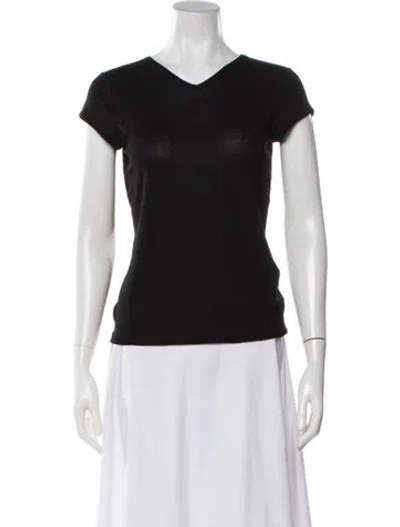 Pre-owned Giorgio Armani V-neck Short Sleeve T-shirt In Black