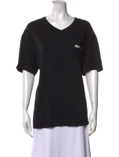Pre-owned Giorgio Armani V-neck Short Sleeve T-shirt In Black