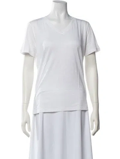 Pre-owned Giorgio Armani V-neck Short Sleeve T-shirt In White