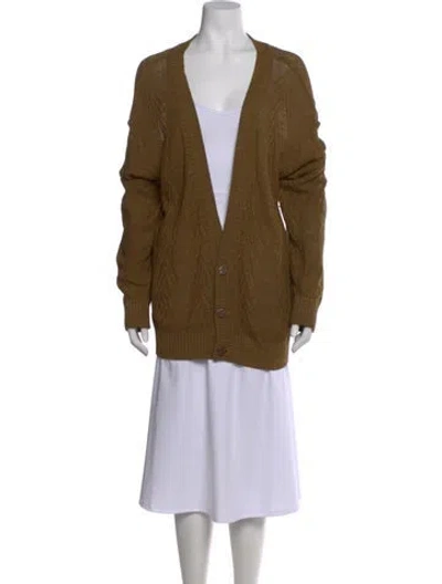 Pre-owned Giorgio Armani V-neck Sweater In Brown
