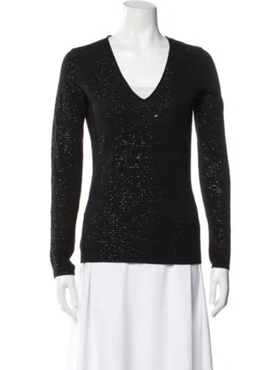 Pre-owned Giorgio Armani V-neck Sweater In Gray