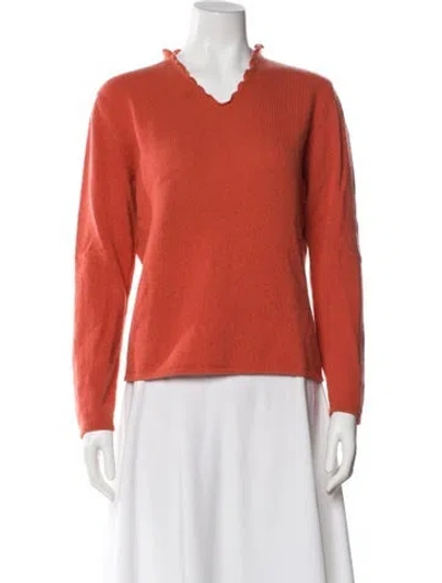 Pre-owned Giorgio Armani V-neck Sweater In Orange