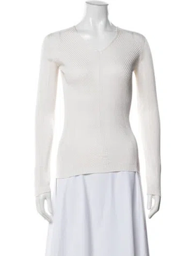 Pre-owned Giorgio Armani V-neck Sweater In White