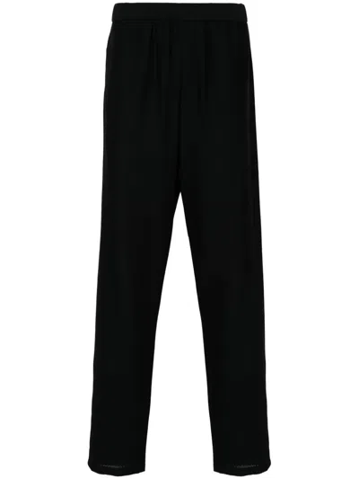 Giorgio Armani Tapered Virgin Wool Trousers In Blue