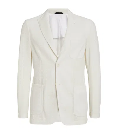 Giorgio Armani Waffle-knit Blazer In White