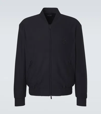 Giorgio Armani Waffle-knit Blouson Jacket In Black