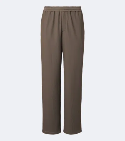 Giorgio Armani Waffle-knit Straight Pants In Brown