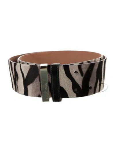 Pre-owned Giorgio Armani Waist Belt Ponyhair Waist Belt In White