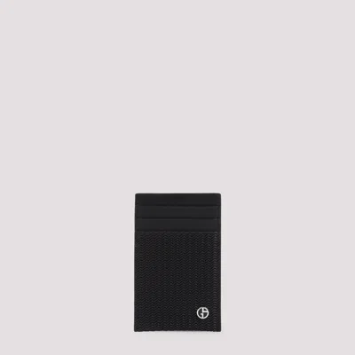 Giorgio Armani Wallet In Premium Calf Leather In Black
