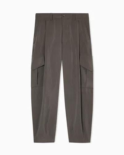 Giorgio Armani Washed, Silk-blend, Single-pleat Trousers In Gray