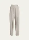 Giorgio Armani Washed Silk Pleated Wide-leg Trousers In Silver