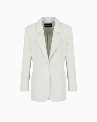 Giorgio Armani Washed Silk Single-breasted Jacket In Gray