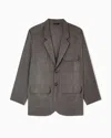 Giorgio Armani Washed Silk Single-breasted Jacket In Gray