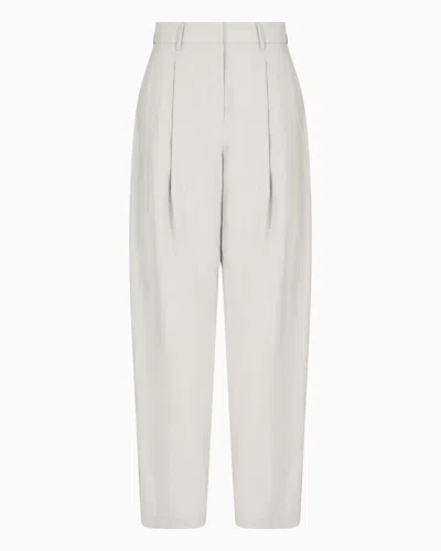 Giorgio Armani Washed Silk Single-dart Trousers In White