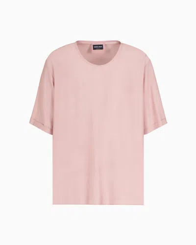 Giorgio Armani Washed Silk T-shirt Shirt In Pink