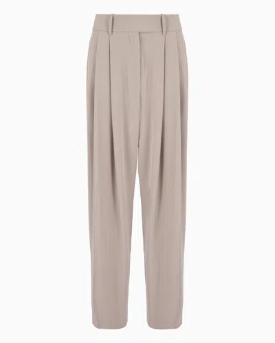 Giorgio Armani Official Store Washed Silk Trousers In Beige