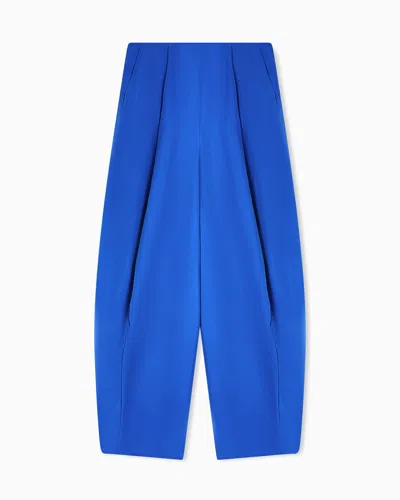 Giorgio Armani Washed Silk Trousers In Blue
