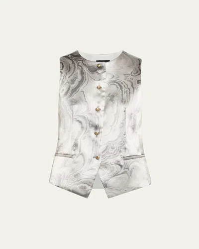 Giorgio Armani Watercolor-print Slim Waistcoat In White