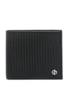 Giorgio Armani Wavy-embossed Bi-fold Wallet In 黑色