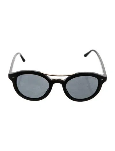 Pre-owned Giorgio Armani Wayfarer Mirrored Sunglasses In Black