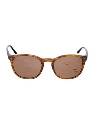 Pre-owned Giorgio Armani Wayfarer Tinted Sunglasses In Brown